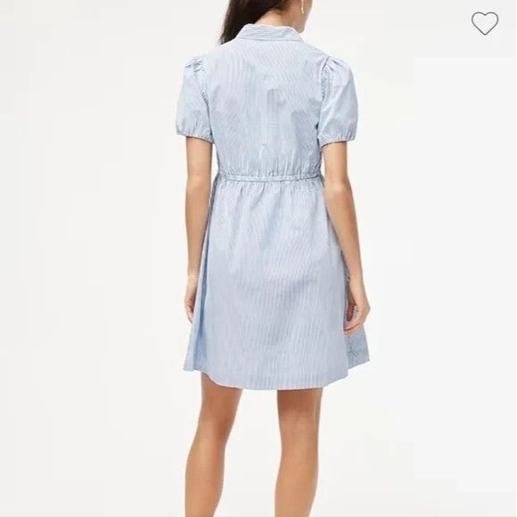 Women's J. Crew Factory Collared Mini Dress Blue Pin Striped Cotton SZ 10 - Picture 3 of 15